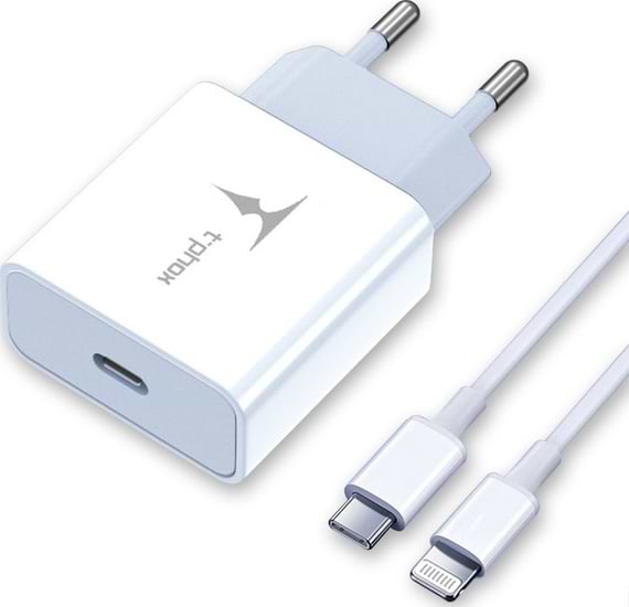 Фото - Сетевое зарядное устройство T-phox PD 18W Charger+C-Lightning 18W Cable 1 m White