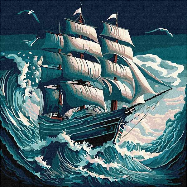 Фото - Картина по номерам Ideyka "Шторм на море" 40x40см (KHO2775)