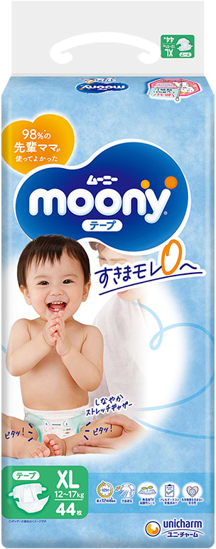 Одноразовые подгузники-трусики Moony XL 12-17 44 шт. (4903111235889)