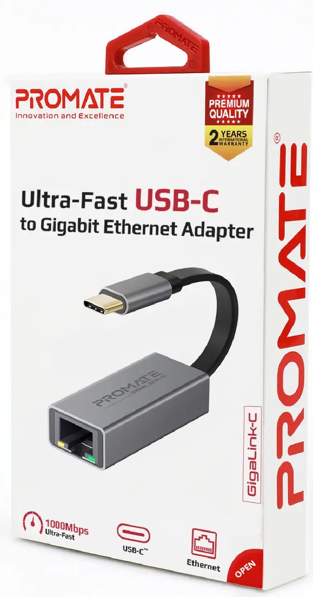 Фото - Перехідник USB Type-C - RJ-45 Promate USB Type-C/RJ45 (gigaLink-c.grey)