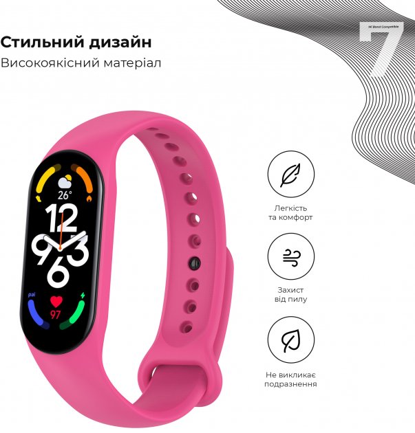 Фото - Ремінець для фітнес-браслету Armorstandart New Style for Xiaomi Mi Band 7/6/5 Barbie Pink (ARM61897)