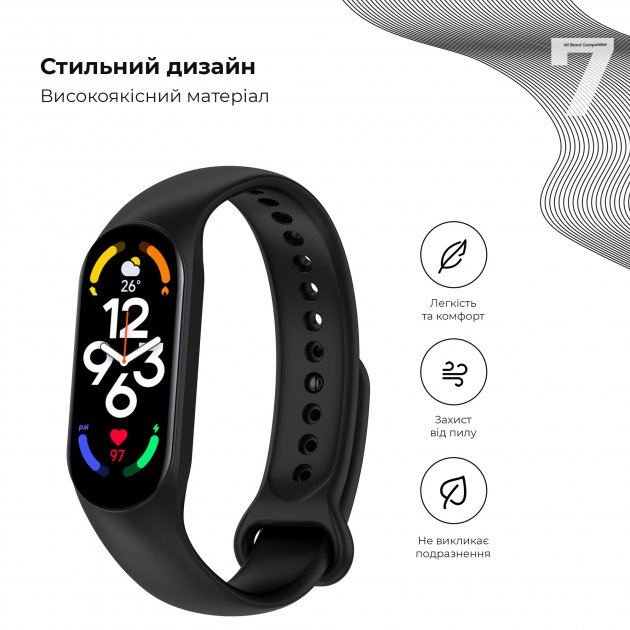 Фото - Ремешок для фитнес-браслета Armorstandart New Style for Xiaomi Mi Band 7/6/5 Black (ARM61894)