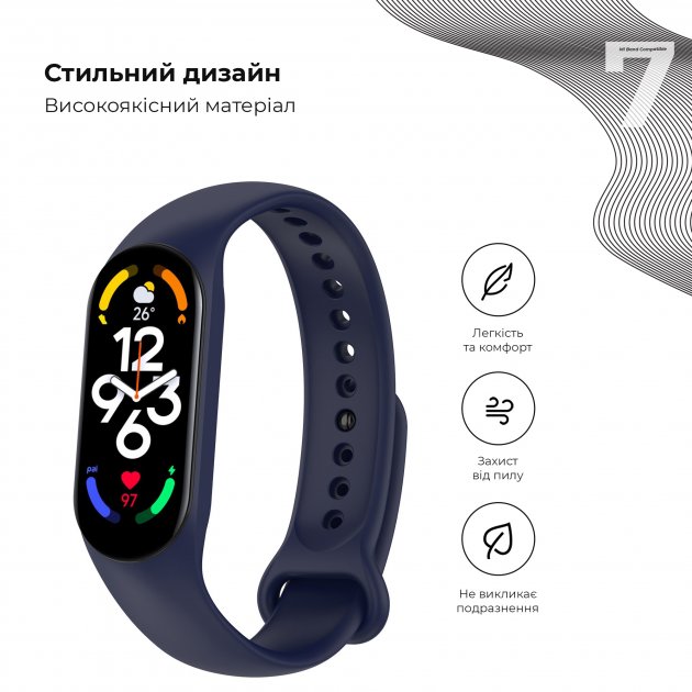 Фото - Ремешок для фитнес-браслета Armorstandart New Style for Xiaomi Mi Band 7/6/5 Midnight Blue (ARM61890)