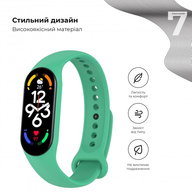 Фото - Ремінець для фітнес-браслету Armorstandart New Style for Xiaomi Mi Band 7/6/5 Teal Green (ARM61889)