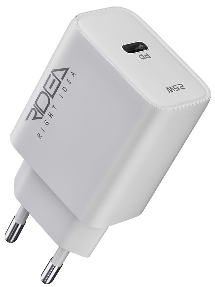 Мережевий зарядний пристрій Ridea Rapid Max 1USB-C QC/PD 25W White (RW-25120) - Фото 1
