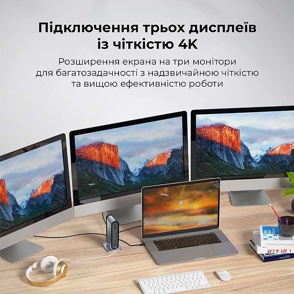Фото - Хаб USB Baseus UnionJoy 17-Port Triple-Display Docking Station Space Grey (B00532304811-00)