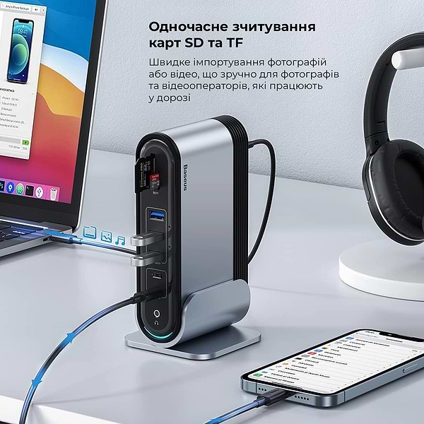 Фото - Хаб USB Baseus UnionJoy 17-Port Triple-Display Docking Station Space Grey (B00532304811-00)
