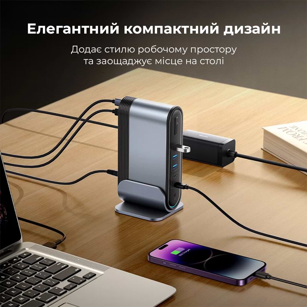 Фото - Хаб USB Baseus UnionJoy 17-Port Triple-Display Docking Station Space Grey (B00532304811-00)