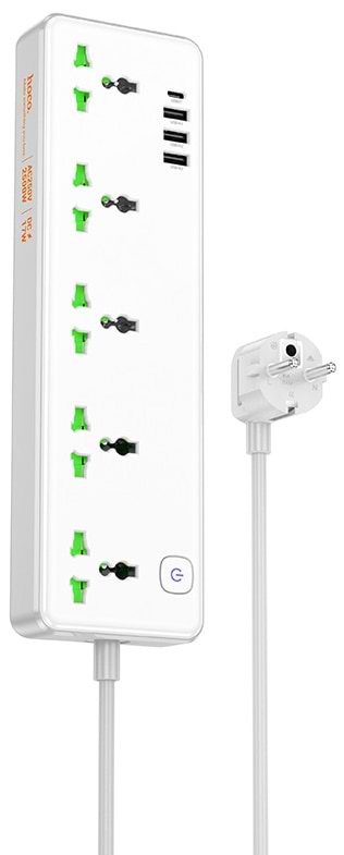 Сетевой фильтр HOCO AC13A Talento 5-position socket 1C3A White (6942007607148)