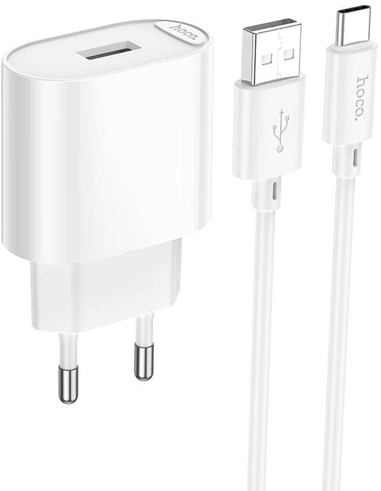 Сетевое зарядное устройство HOCO C109A(10.5W) Fighter single port charger set(Type-C) White (6942007656610)