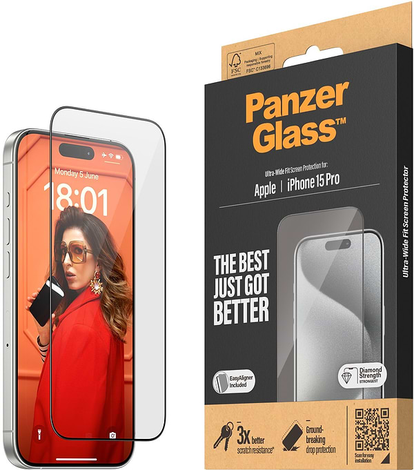 Фото - Захисне скло для смартфону PanzerGlass Screen Protector iPhone 15 Pro | Ultra-Wide Fit w. EasyAligner (PG_2810)