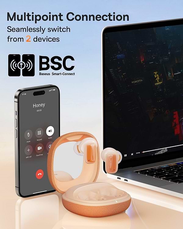 Фото - Наушники вкладыши беспроводные TWS Baseus AirNora 2 True Wireless Earphones Gradient Orange (NGTW320207)