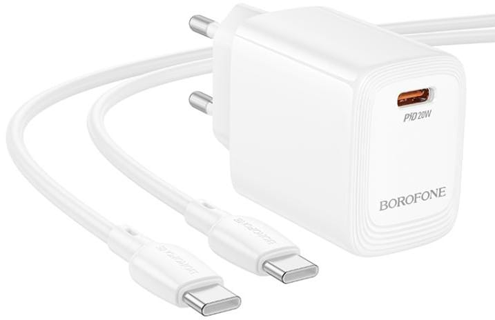 Сетевое зарядное устройство BOROFONE BN26 Fuente single-port PD20W charger set C to C EU White (6941991120251)