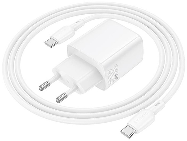 Фото - Сетевое зарядное устройство BOROFONE BN26 Fuente single-port PD20W charger set C to C EU White (6941991120251)