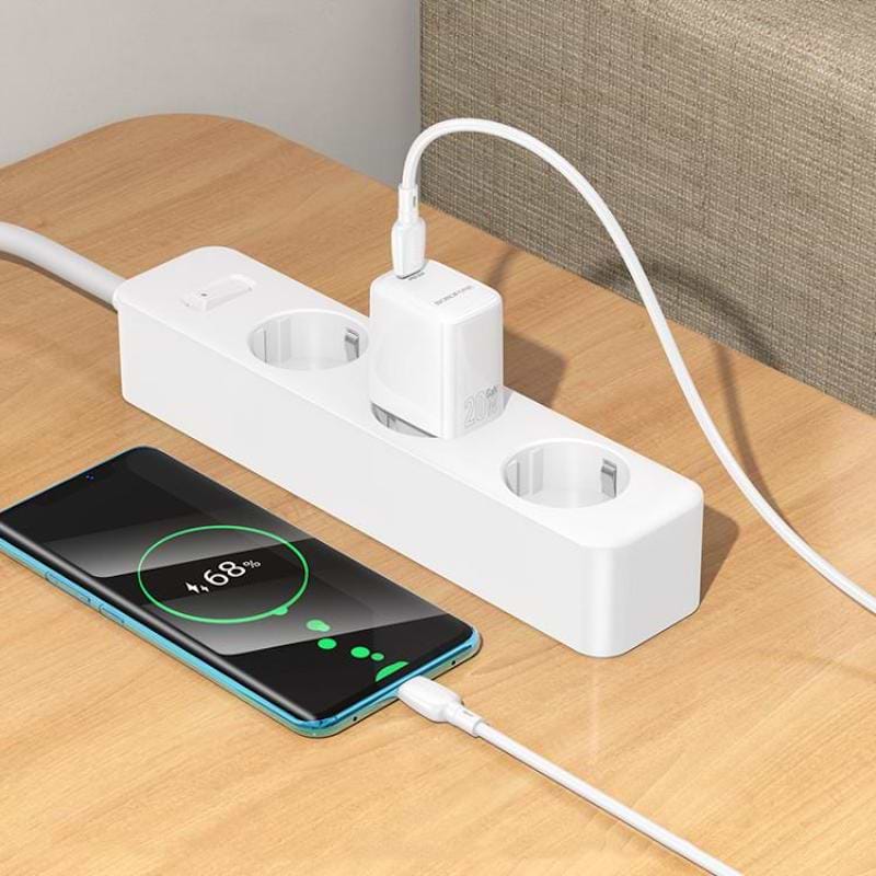 Фото - Сетевое зарядное устройство BOROFONE BN26 Fuente single-port PD20W charger set C to C EU White (6941991120251)