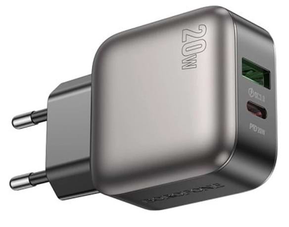 Сетевое зарядное устройство BOROFONE BAS54A Absolute PD20W+QC3.0 charger (EU) Black (6941991116209)