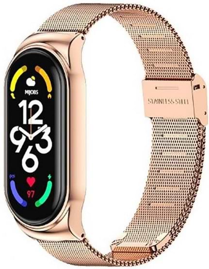Ремешок для фитнес-браслета BeCover Metal for Xiaomi Mi Smart Band 7 Rose Gold (707496)
