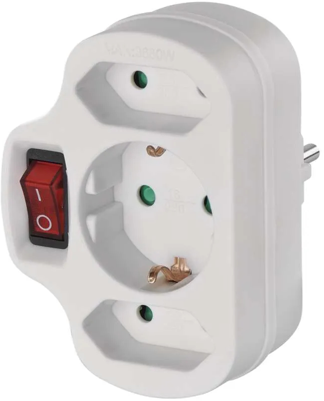 Купити Розгалужувач 220В EMOS SCHUKO (P00282) 2xпрямокутна+1xкругла+вимикач - Фото 1 Розгалужувач 220В EMOS SCHUKO (P00282) 2xпрямокутна+1xкругла+вимикач - Фото 1