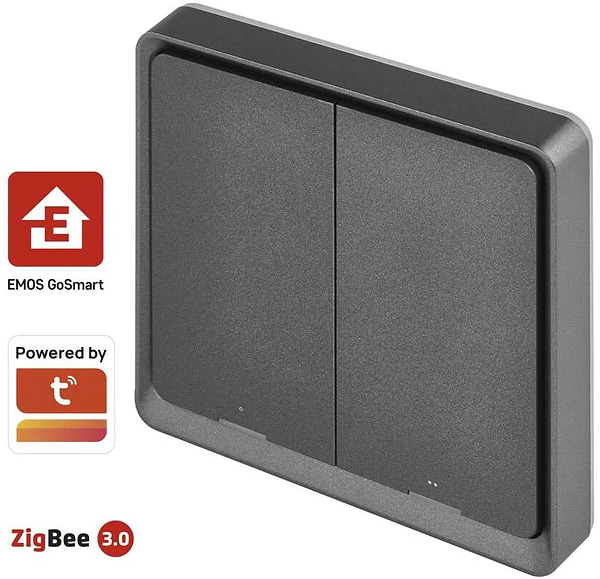 Фото - Бездротовий вимикач EMOS H5015 2 кнопки ZigBee 3.0 Чорний