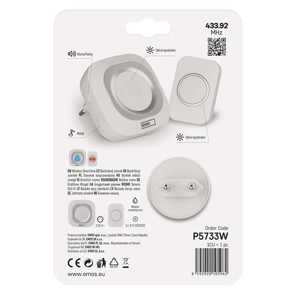 Фото - Бездротовий дверний дзвінок EMOS P5733W