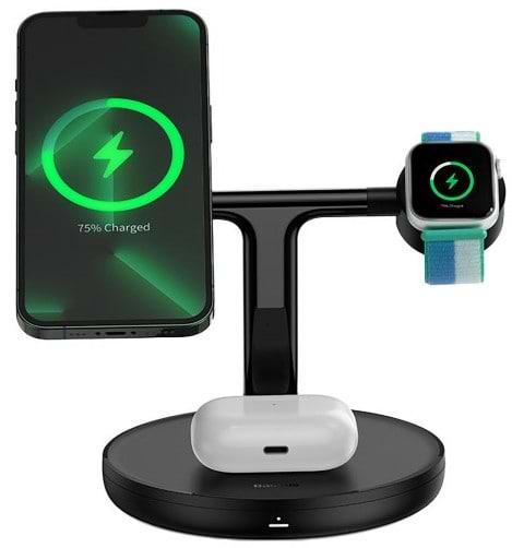Фото - Беспроводное зарядное устройство Baseus Swan 3-in-1 Wireless Magnetic Charging Bracket 20W Black (WXTE000101)