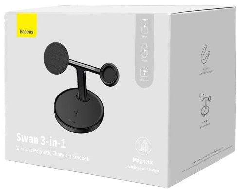 Фото - Беспроводное зарядное устройство Baseus Swan 3-in-1 Wireless Magnetic Charging Bracket 20W Black (WXTE000101)