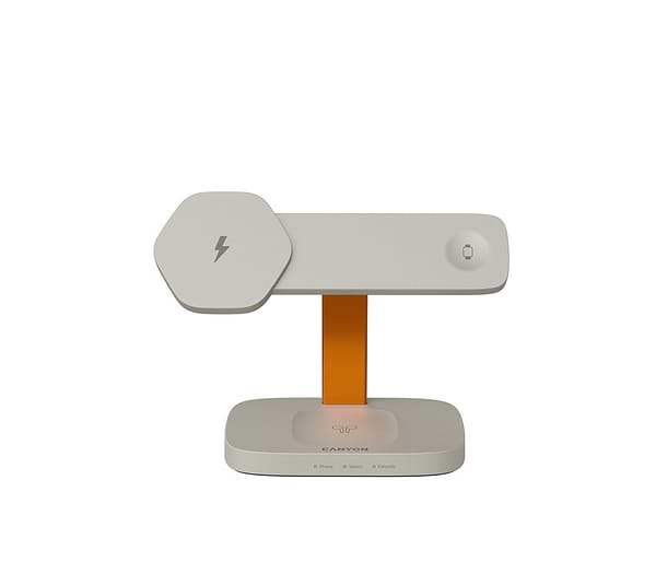 Фото - Беспроводное зарядное устройство Canyon Hexagon WCS-310 QI 3 in 1 Light Grey Orange (CNS-WCS310LGOR)