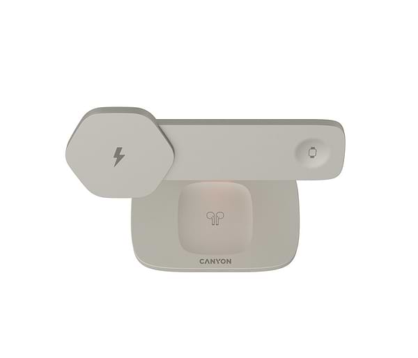 Фото - Беспроводное зарядное устройство Canyon Hexagon WCS-310 QI 3 in 1 Light Grey Orange (CNS-WCS310LGOR)