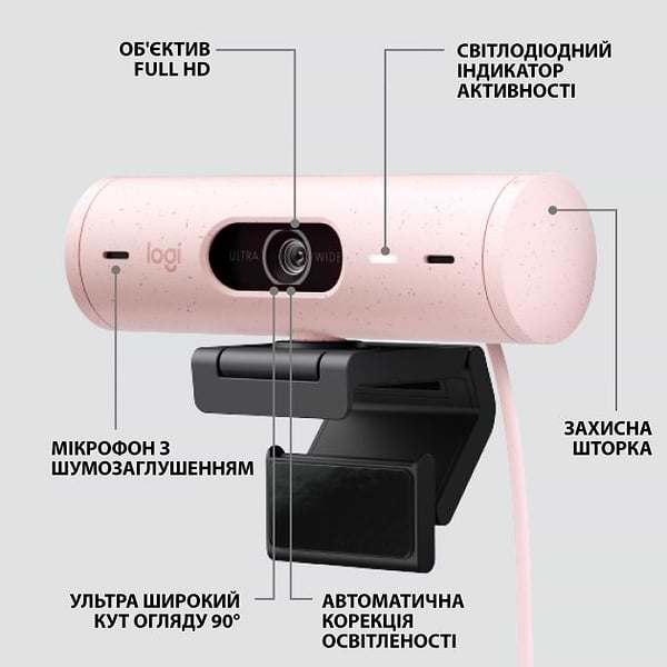Фото - Веб-камера для комп'ютера Logitech Brio 500 Rose (960-001421)
