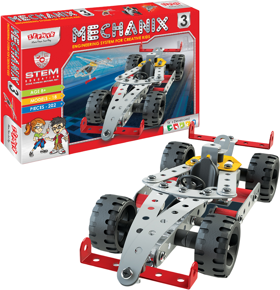 Металлический конструктор ZEPHYR "MECHANIX" №3 (202 элм./18 моделей) (1005)