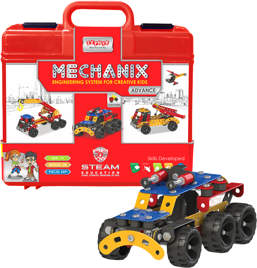 Металлический конструктор ZEPHYR в пластиковом кейсе "MECHANIX" ADVANCE (249 элм./28 мод.) (9006)
