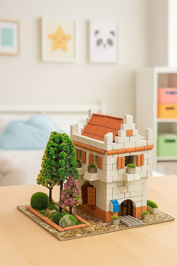 Фото - Конструктор з природних матеріалів Strateg BLOCKY Міні-Котедж (31002)