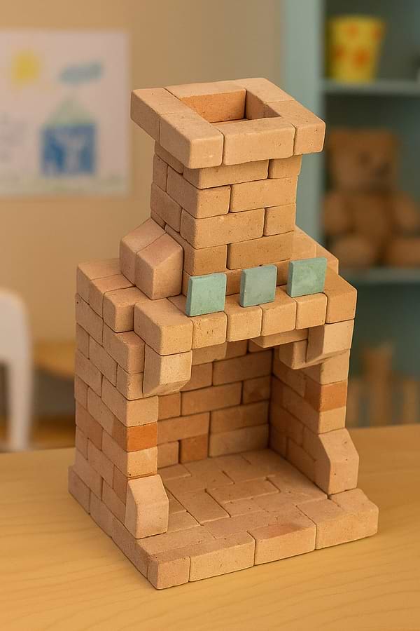 Фото - Конструктор з природних матеріалів Strateg BLOCKY Камін (31025)