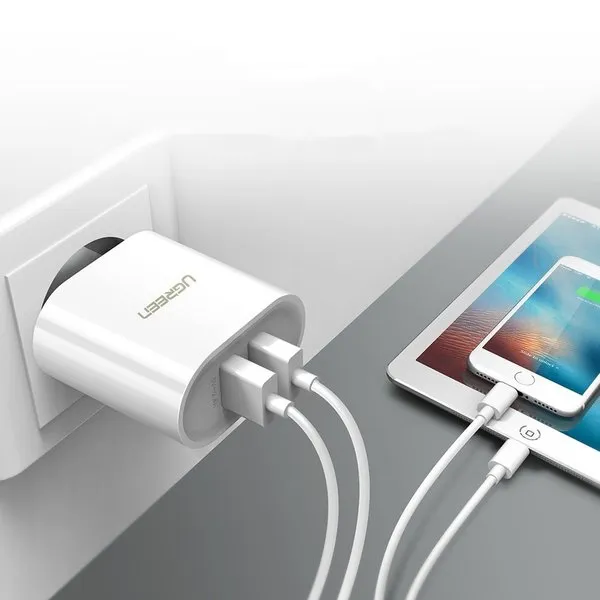 Фото - Сетевое зарядное устройство UGREEN CD104 2xUSB 3.4A Charger White (20384)
