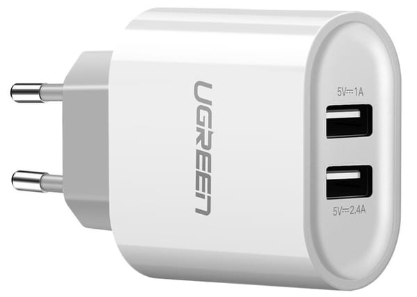 Фото - Сетевое зарядное устройство UGREEN CD104 2xUSB 3.4A Charger White (20384)