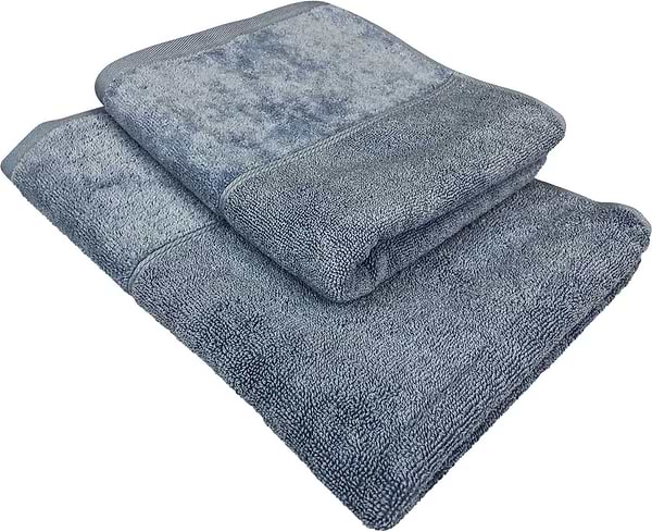 Фото - Рушник для обличчя GM Textile Міладо синій махровий велюр 50х90