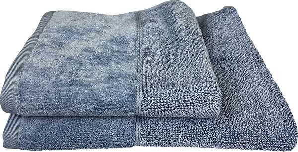 Фото - Полотенце банное GM Textile Миладо синее махровое велюр 70х140
