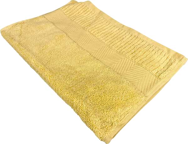 Фото - Рушник для обличчя GM Textile жовтий махровий зеро твіст з бордюром 50х90