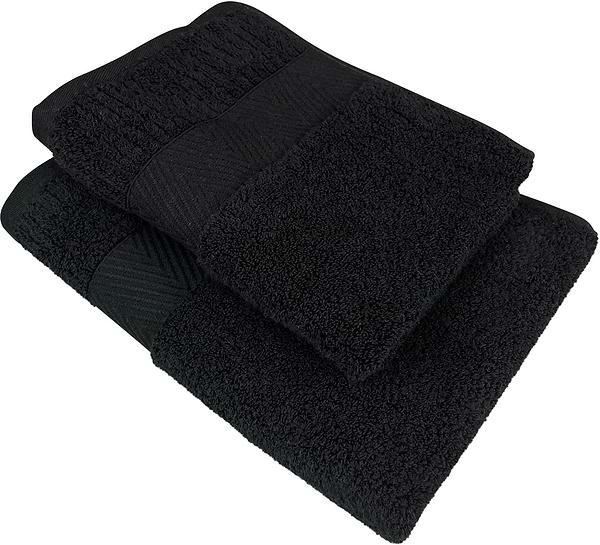 Фото - Рушник банний GM Textile чорний махровий зеро твіст з бордюром 100х150