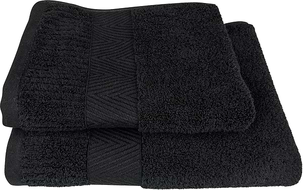 Фото - Рушник банний GM Textile чорний махровий зеро твіст з бордюром 100х150