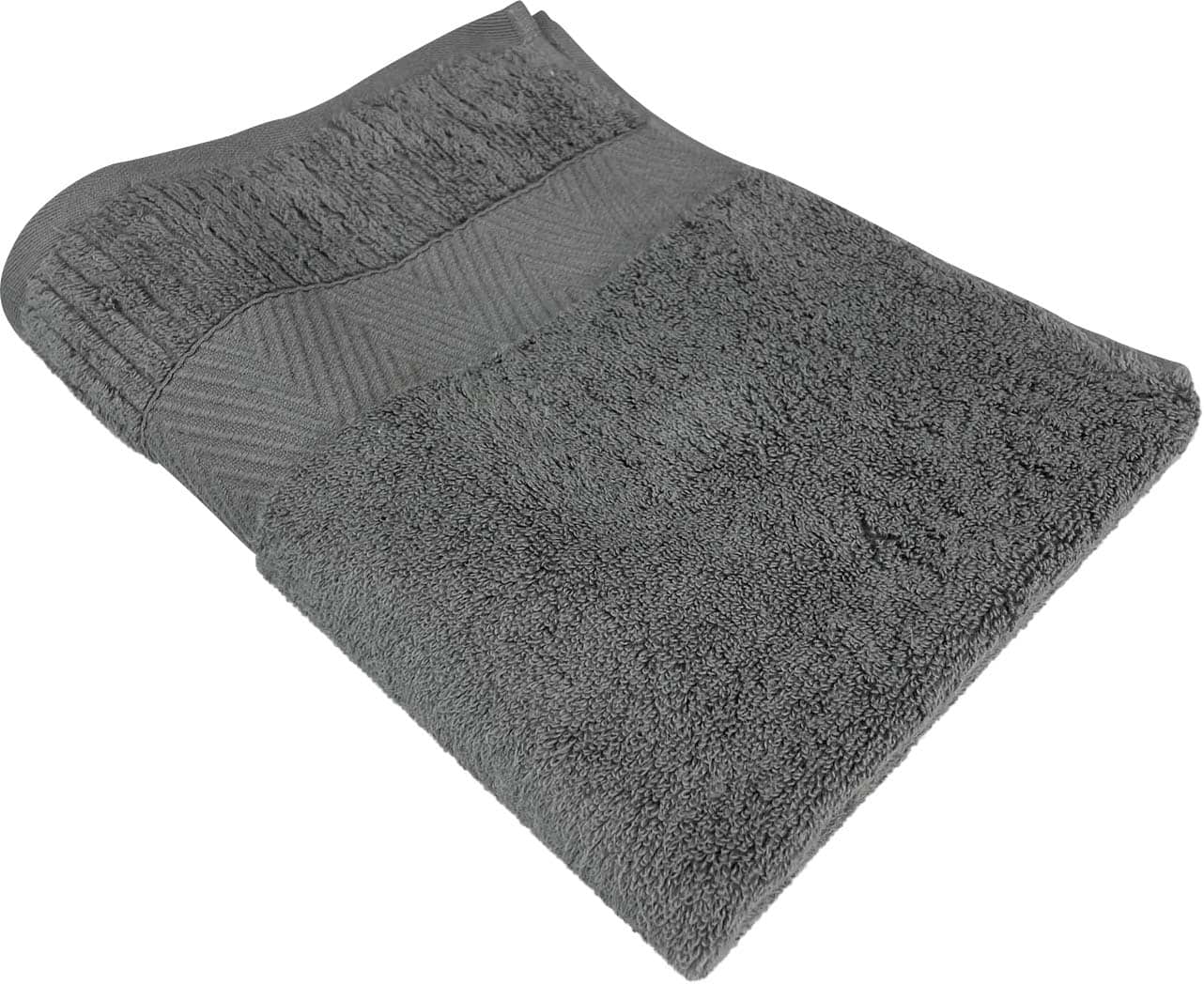 Полотенце банное GM Textile серый махровое зеро твист с бордюром 70х140 - Фото 1