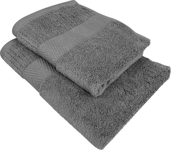 Фото - Рушник для обличчя GM Textile сірий махровий зеро твіст з бордюром 50х90