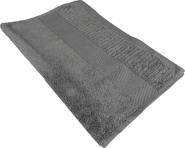 Фото - Рушник для обличчя GM Textile сірий махровий зеро твіст з бордюром 50х90