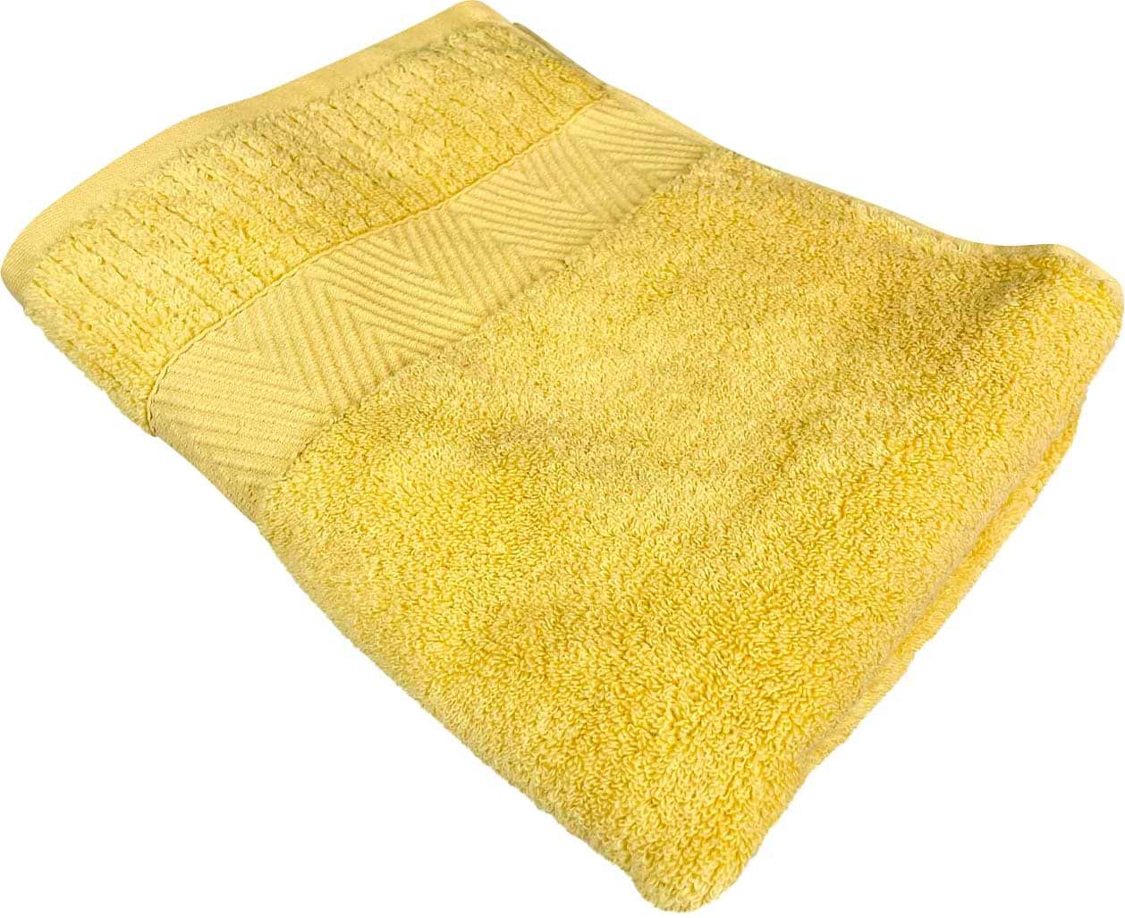 Рушник банний GM Textile жовтий махровий зеро твіст з бордюром 70х140 - Фото 1