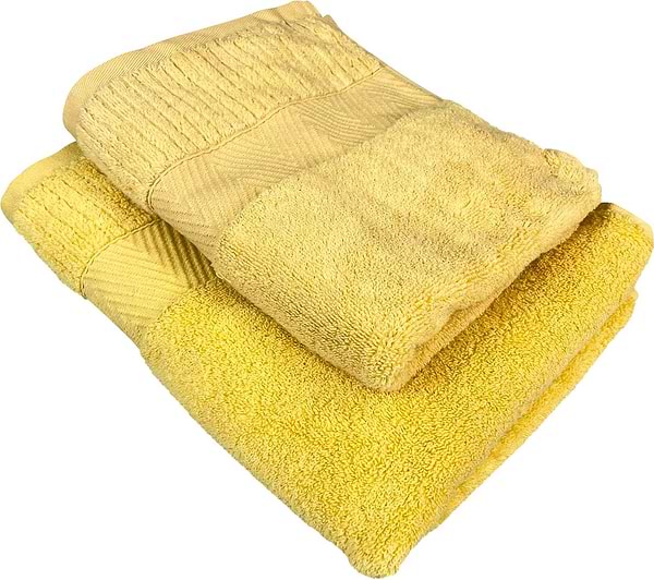 Фото - Рушник для обличчя GM Textile жовтий махровий зеро твіст з бордюром 50х90