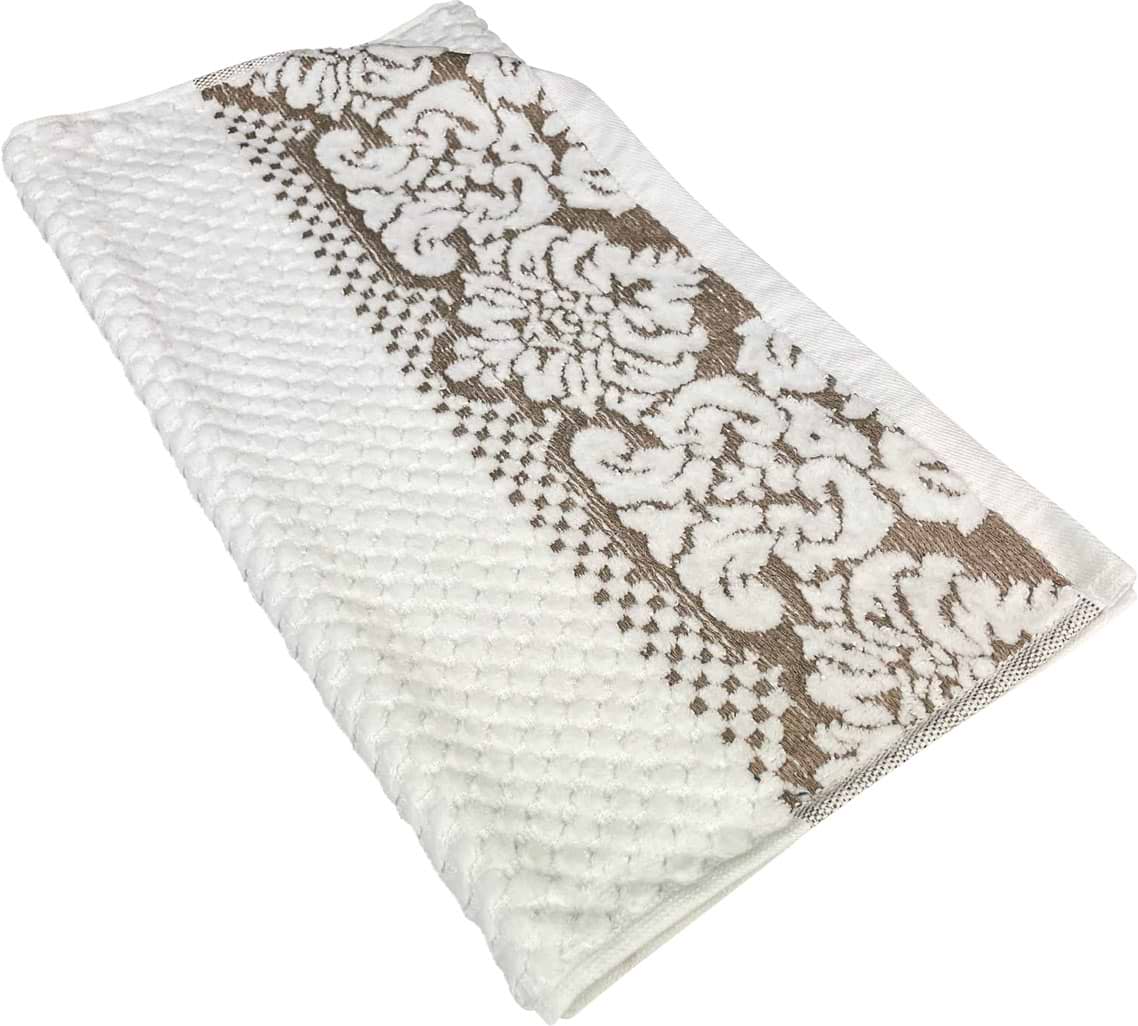 Рушник для обличчя GM Textile Дамаск білий махровий велюр 50х90 - Фото 1