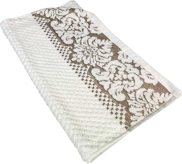 Фото - Рушник для обличчя GM Textile Дамаск білий махровий велюр 50х90