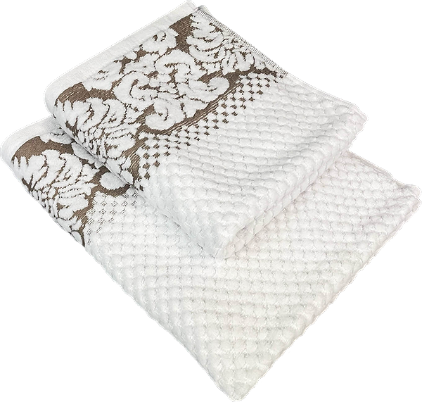 Фото - Рушник для обличчя GM Textile Дамаск білий махровий велюр 50х90