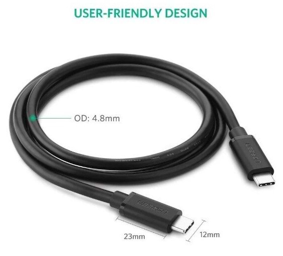 Фото - Кабель синхронізації даних UGREEN US286 Type-C - Type-C 3A Cable 1.5 м Black (50998)
