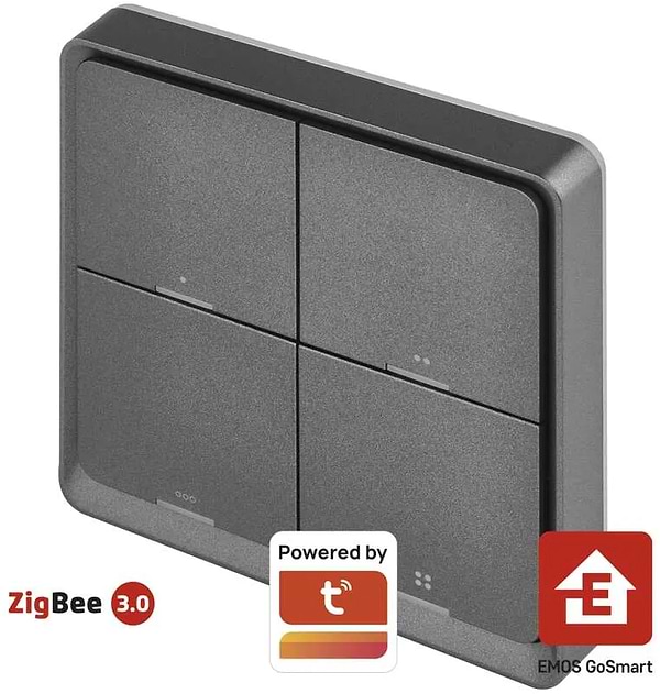 Фото - Бездротовий вимикач EMOS H5016 4 кнопки ZigBee 3.0 Чорний